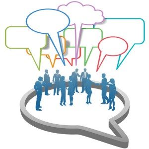 Social Business People Network inside Speech Bubble