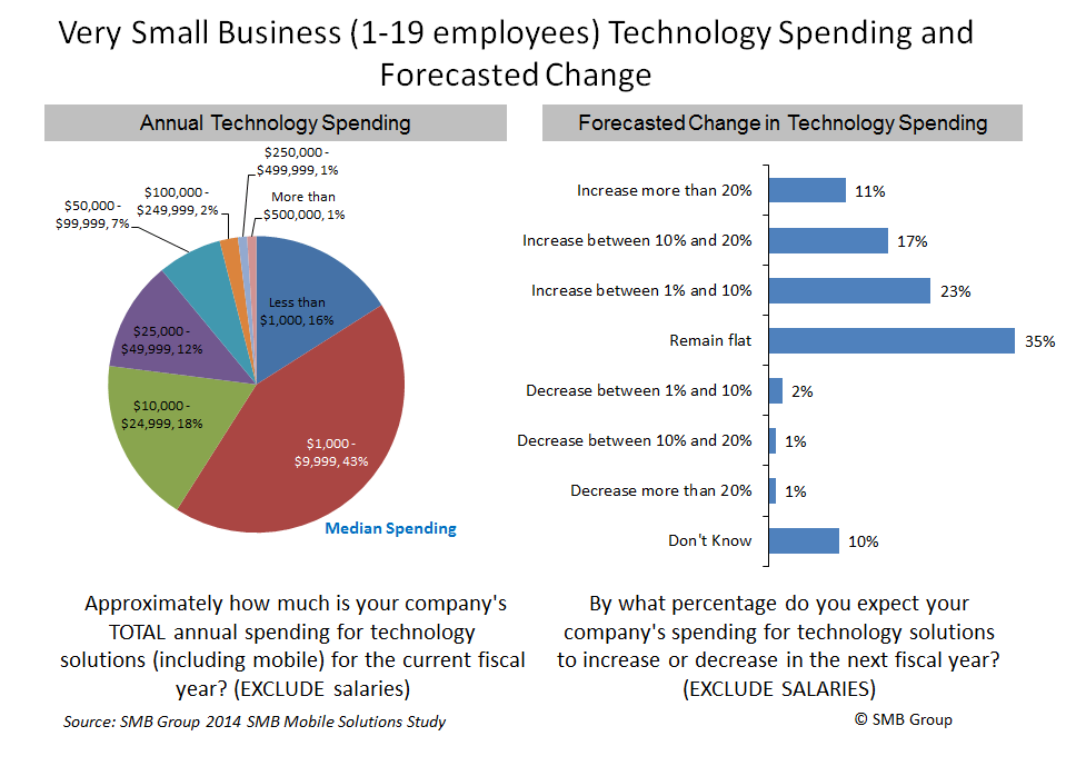 Very Small Business (1-19 employees) Technology Spending and Forecasted Change